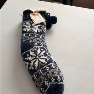 Blue and White Knit Socks